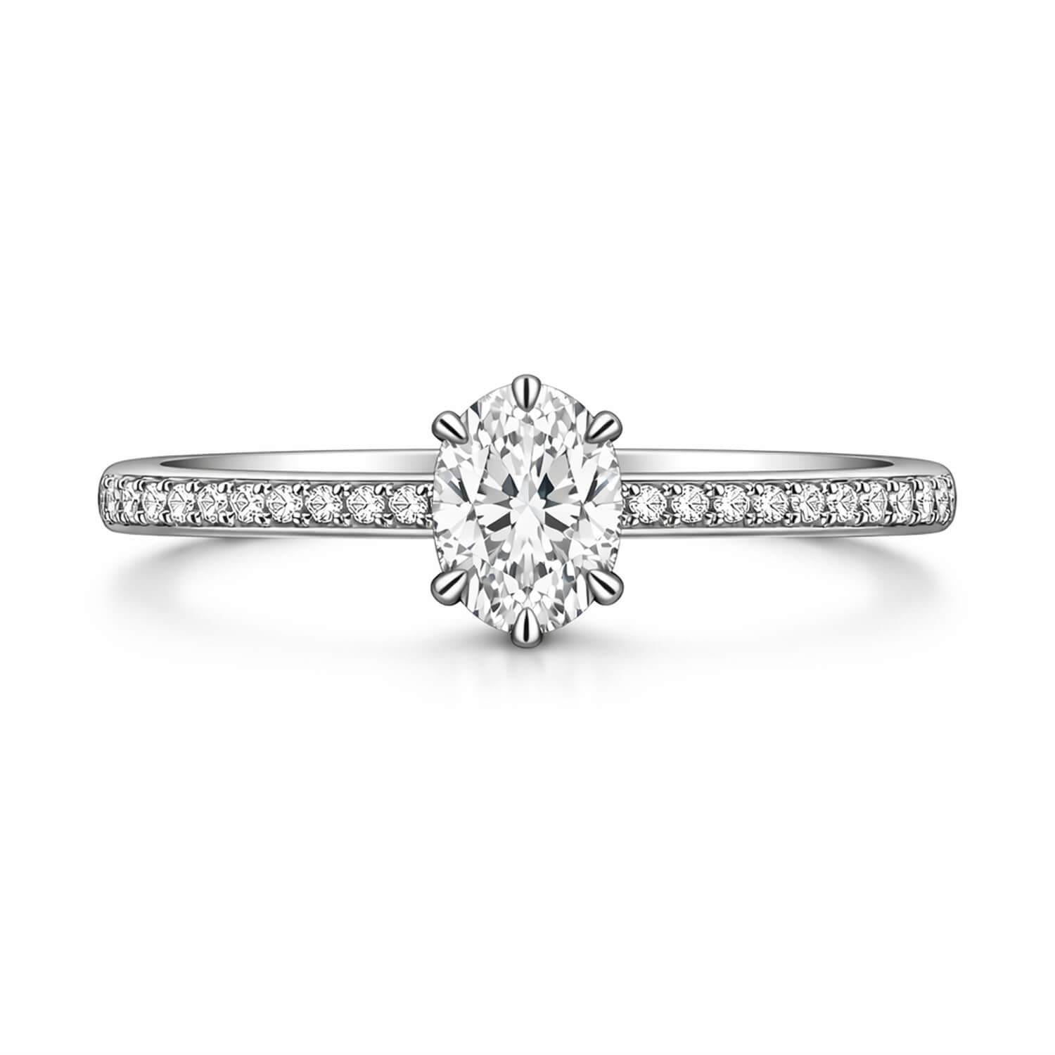 0.70 Karat D Renk IF Berraklık GIA Kolu Taşlı Oval Yüzük