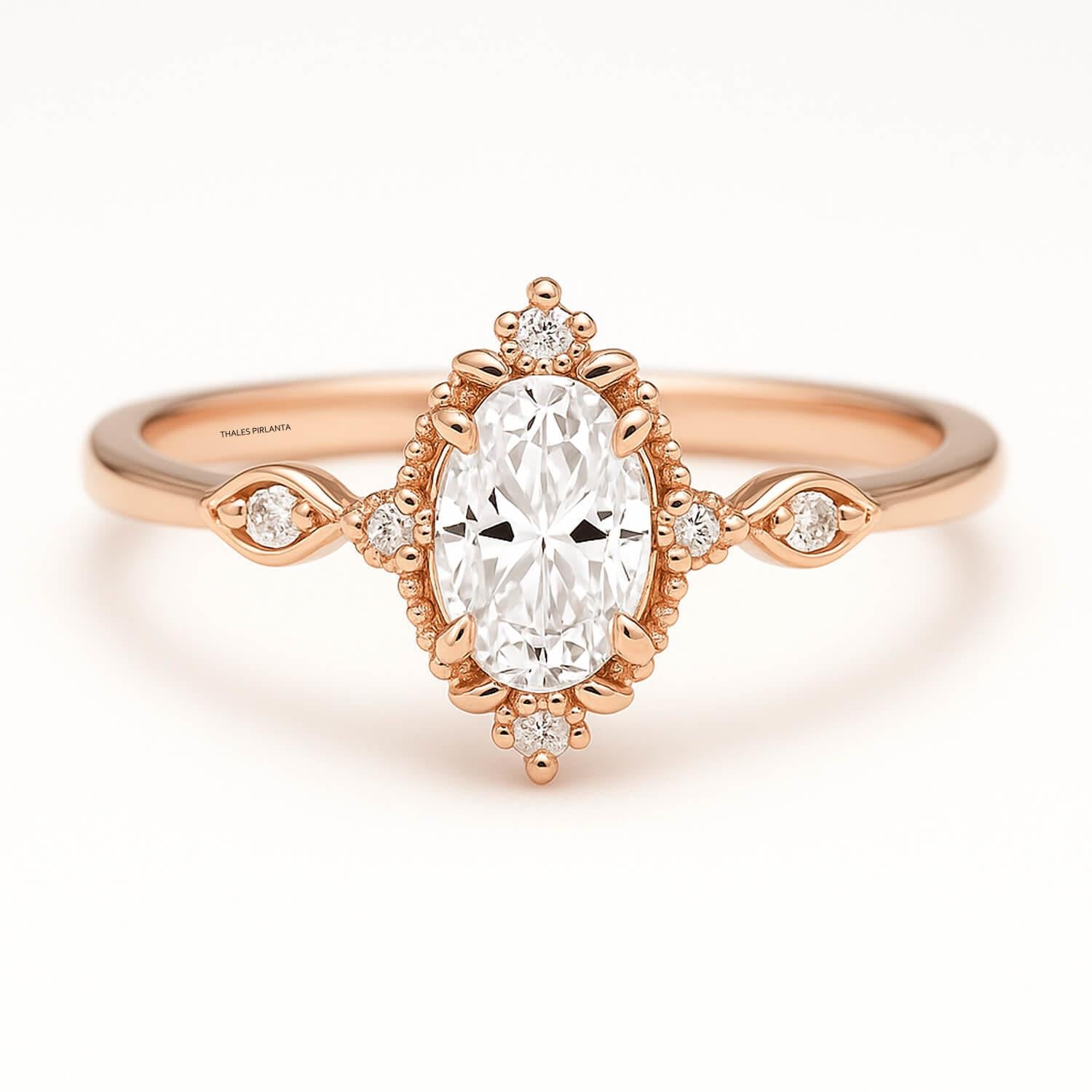 0.60 Karat Oval Vintage Evlilik Teklifi Yüzükleri