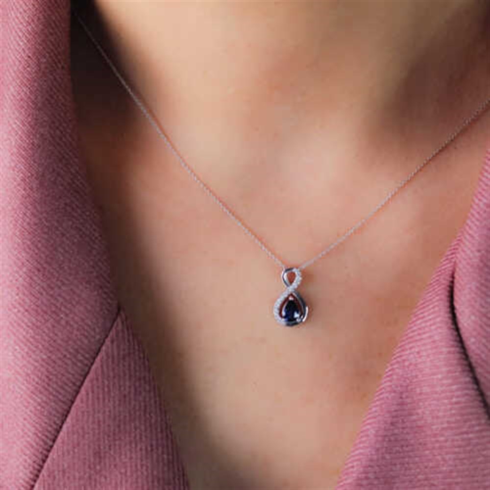 Pırlantalı Safir Kolye Modeli 0.73 Karat 2