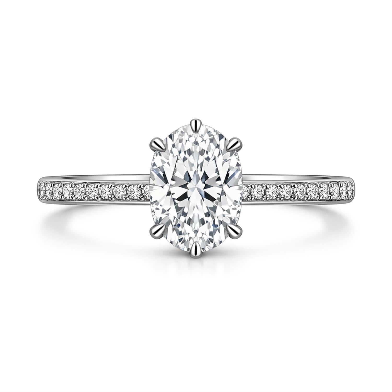 1.10 Karat D VS1 GIA Pırlanta Kolu Taşlı Oval Yüzük