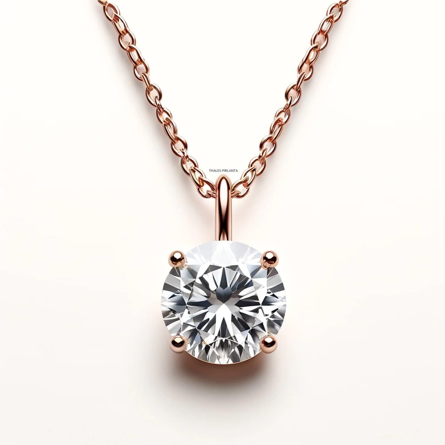 1 Karat Beyaz Topaz Taşlı Tektaş Kolye