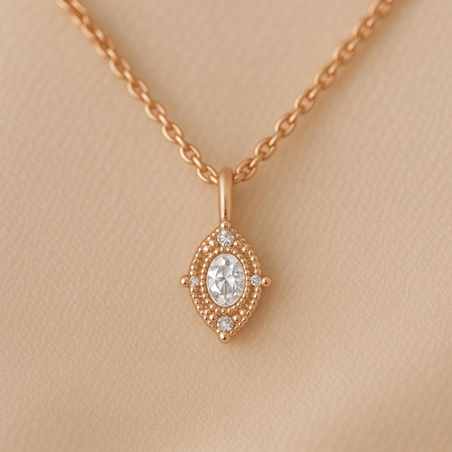 0.35 Karat Oval Tasarım Kolye