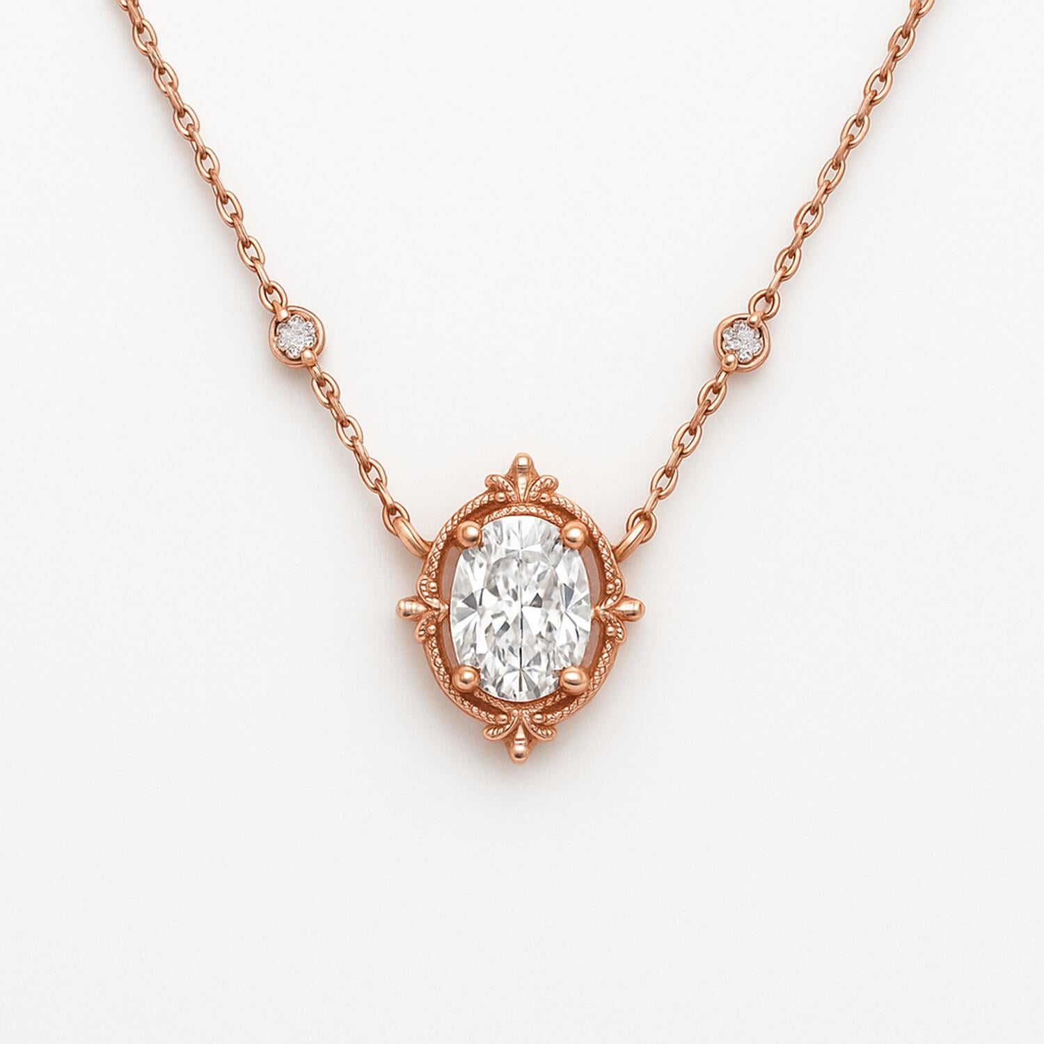 0.74 Karat F SI Oval Taşlı Kolye