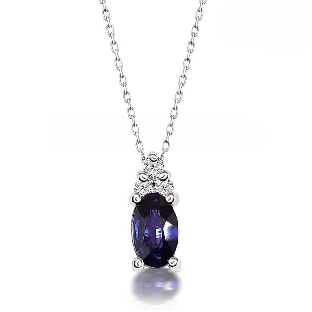 Pırlantalı Safir Kolye 0,38 Karat