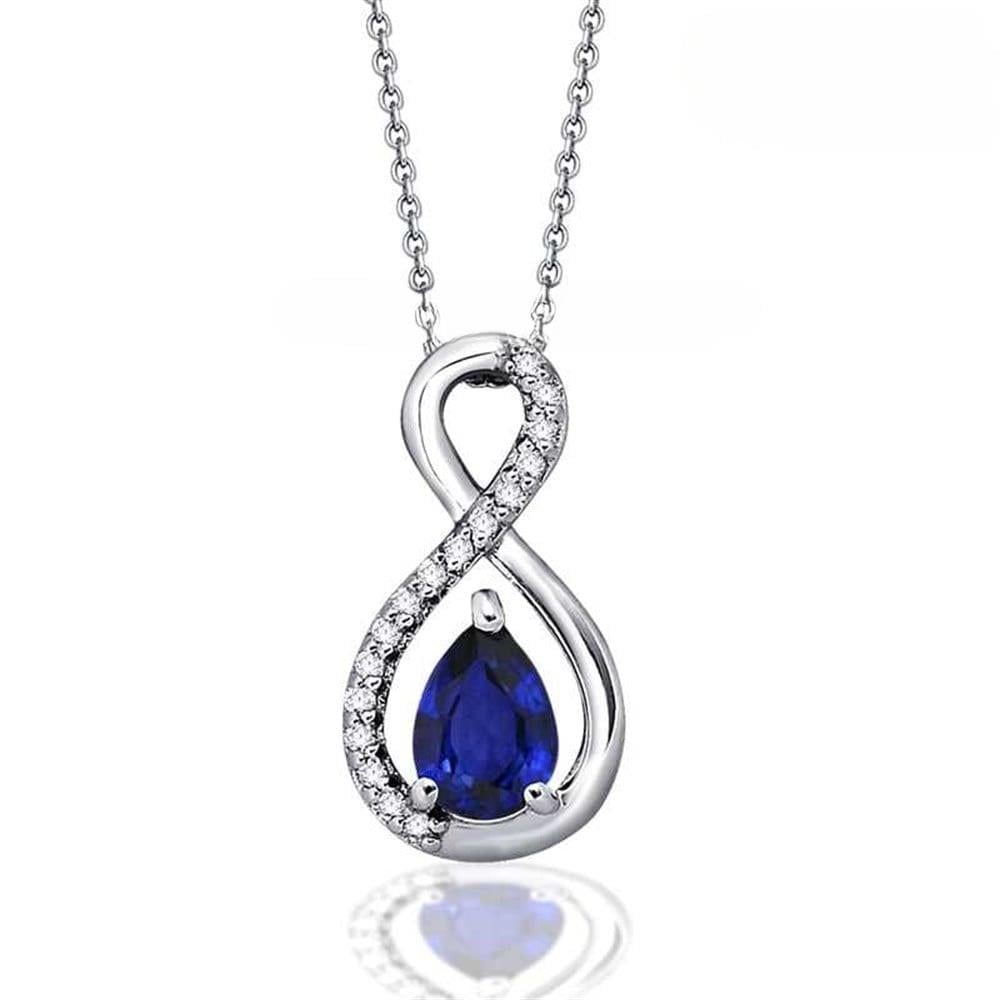Pırlantalı Safir Kolye Modeli 0.73 Karat