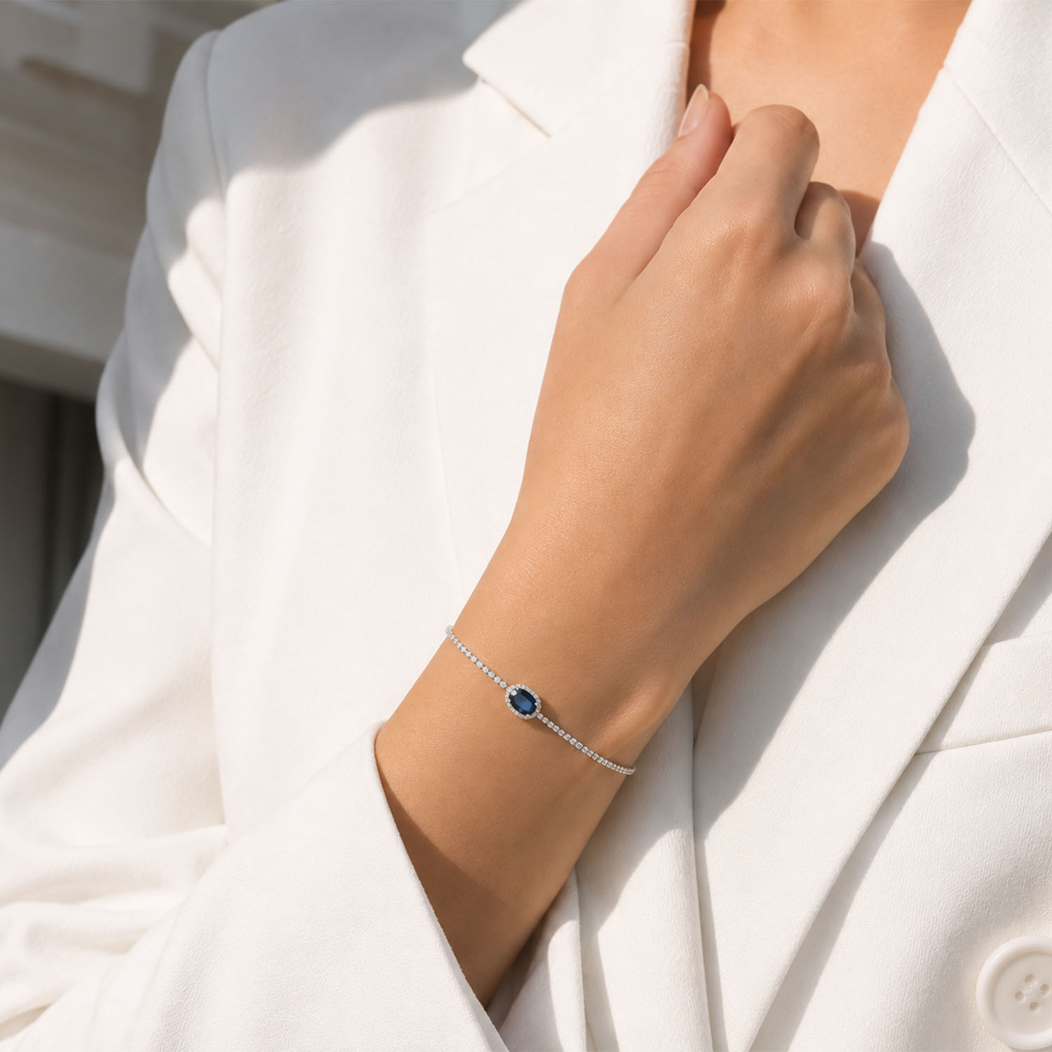 1.20 Karat Oval Safir Taşlı Pırlanta Bileklik