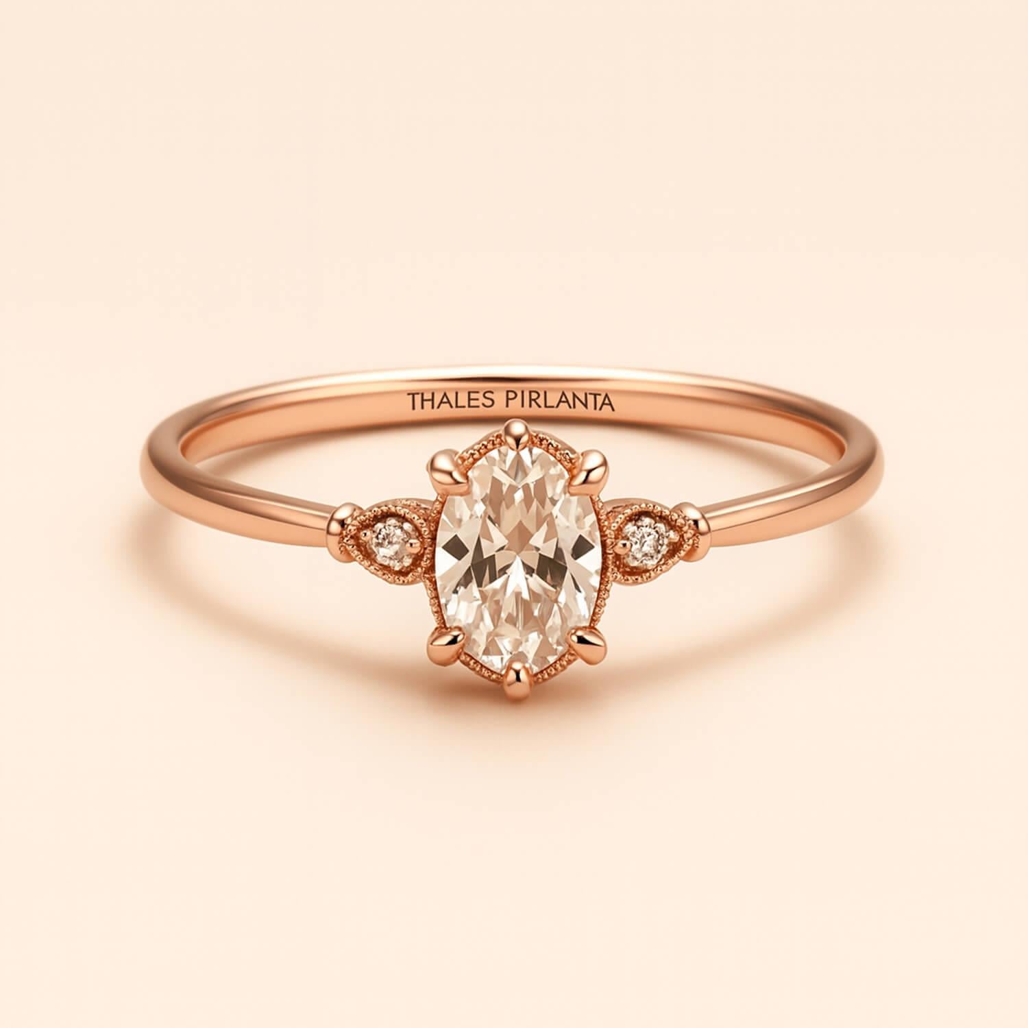 0.52 Karat Oval Evlilik Teklifi Vintage Yüzük